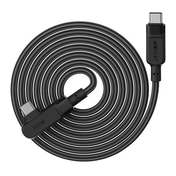 Кабель ACEFAST C5-03 Type-C to Type-C 5A, 100W, 2m, nylon, zinc connectors, Black (AFC5-03B) 14683 фото