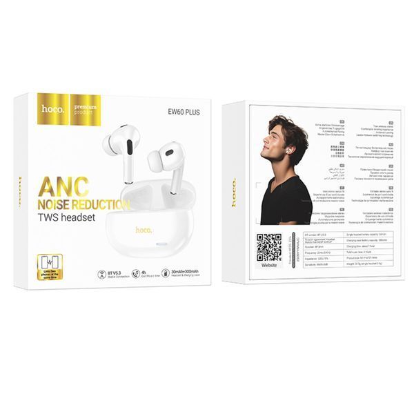 Бездротові навушники HOCO EW60 Plus Norman true wireless ANC BT headset White (6942007613293) 49093 фото