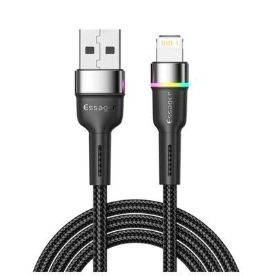 Кабель Essager Colorful LED USB Cable Fast Charging 2.4A USB-A to Lightning 2m black (EXCL-XCDA01) (EXCL-XCDA01) 44905 фото