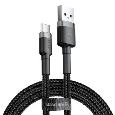 Кабель Baseus Cafule Cable USB For Type-C 3A 0.5m Gray+Black (CATKLF-AG1) 49339 фото