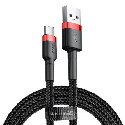 Кабель Baseus Cafule Cable USB For Type-C 3A 0.5m Red+Black (CATKLF-A91) 7705 фото