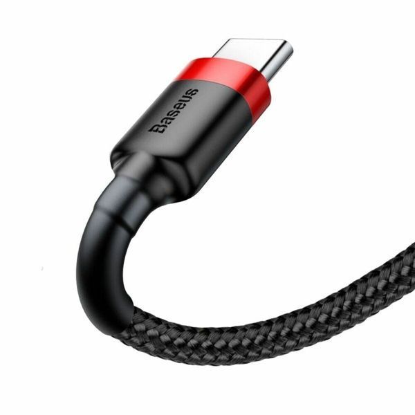 Кабель Baseus Cafule Cable USB For Type-C 3A 0.5m Red+Black (CATKLF-A91) 7705 фото