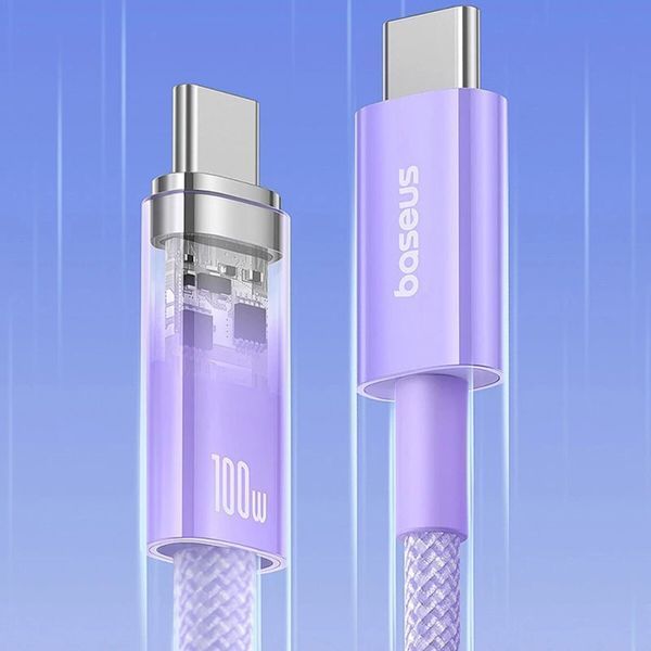 Кабель Baseus Explorer Series Fast Charging Cable with Smart Temperature Control USB-C to USB-C 100W 1m Nebula Purple (P10319703511-00) 56917 фото