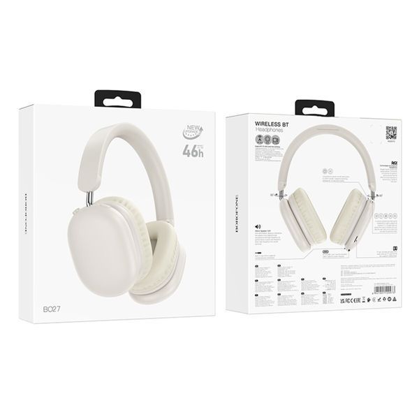 Бездротові навушники BOROFONE BO27 Rhyme BT headphones Milky White (6941991109973) 55382 фото