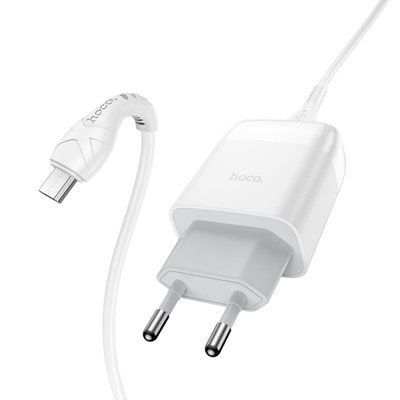 Мережевий зарядний пристрій HOCO C72Q Glorious single port QC3.0 charger set(Micro) 18W White (6931474732538) 32822 фото