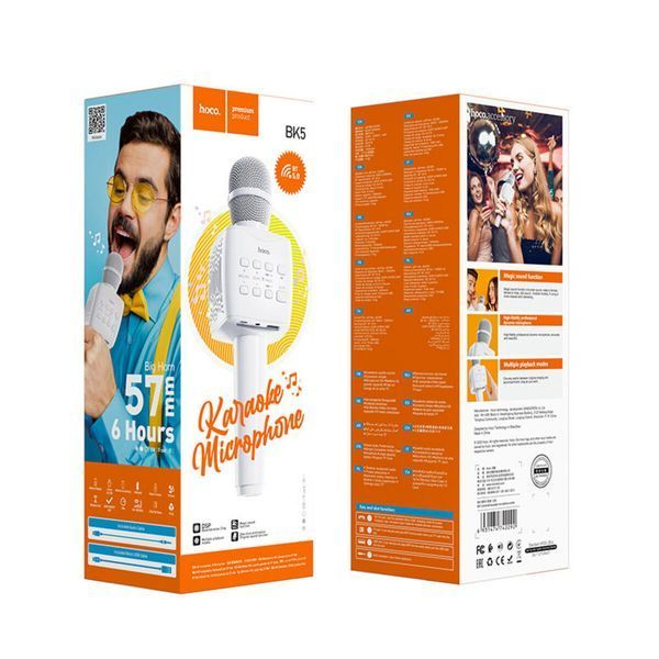 Портативна колонка HOCO BK5 Cantando karaoke microphone White (6931474742292) 44048 фото