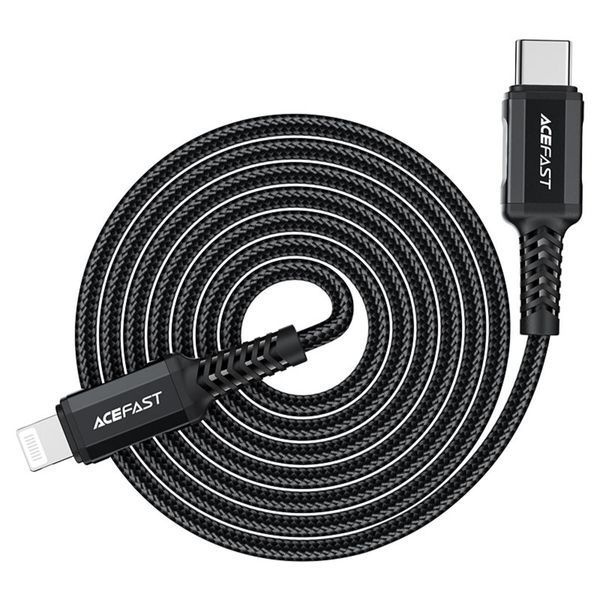 Кабель ACEFAST C4-01 Type-C to iP 3A, 30W, 1.8m, nylon, zinc connectors, Black (AFC4-01B) 15790 фото