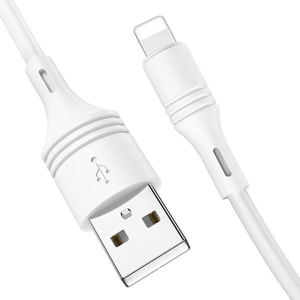 Кабель BOROFONE BX43 USB to iP 2.4A, 1m, PVC, PVC connectors, White (BX43LW) 13808 фото