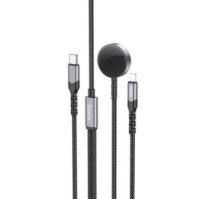 Бездротовий зарядний пристрій HOCO CW54 2-in-1 charging cable iP+iWatch Black (6942007611381) 49060 фото