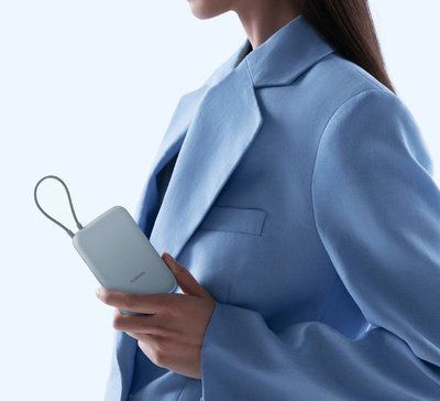Зовнішній акумулятор Xiaomi Power Bank 10000mAh (Integrated Cable) Ice Blue GL 35856 фото