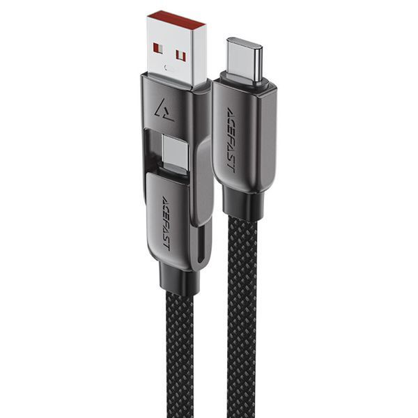 Кабель ACEFAST C13-05 USB/Type-C to Type-C 3A, 0.2m, nylon, zinc connectors, Black (6974316283539) 55799 фото