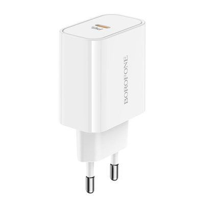 Мережевий зарядний пристрій BOROFONE BA57A Easy Speed single port PD20W charger White (BA57AW) 14230 фото