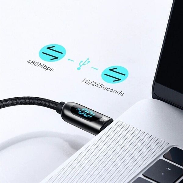 Кабель Baseus Display Fast Charging Data Cable Type-C to Type-C 100W 2m Black (CATSK-C01) 14892 фото