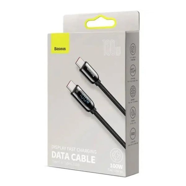 Кабель Baseus Display Fast Charging Data Cable Type-C to Type-C 100W 2m Black (CATSK-C01) 14892 фото