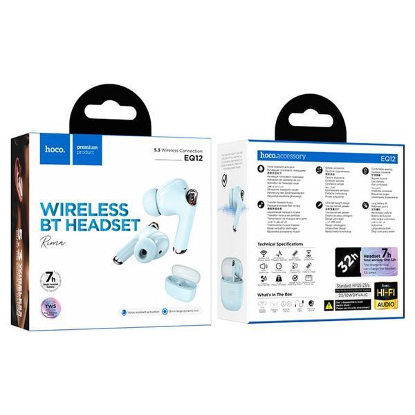 Навушники HOCO EQ12 Rima true wireless BT headset Blue (6942007618984) 51512 фото