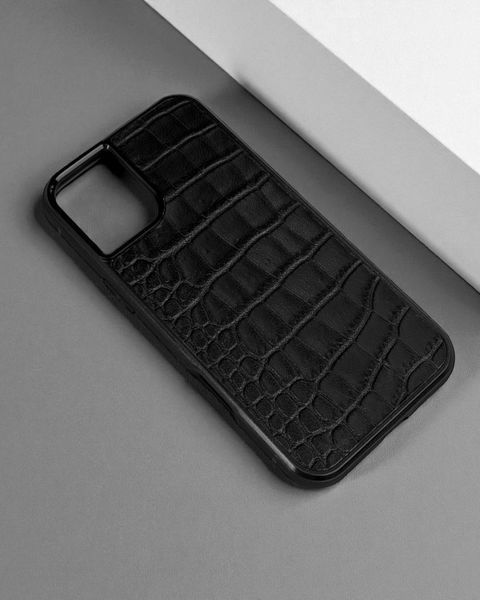 Чохол для iPhone з натуральної італійської шкіри (чорний)  SO-012 фото