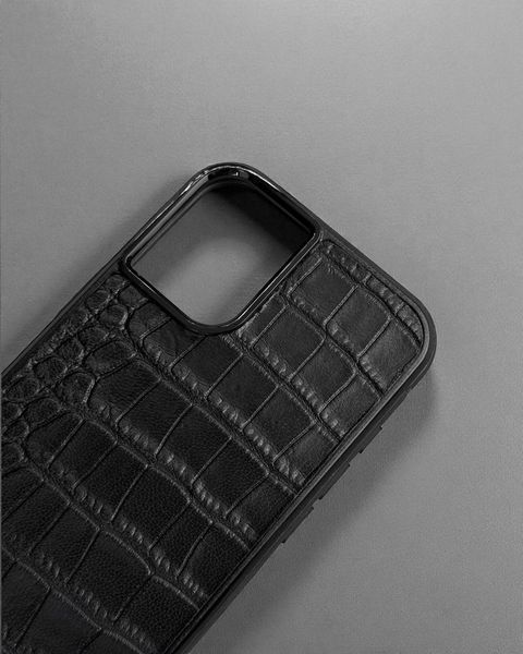 Чохол для iPhone з натуральної італійської шкіри (чорний)  SO-012 фото
