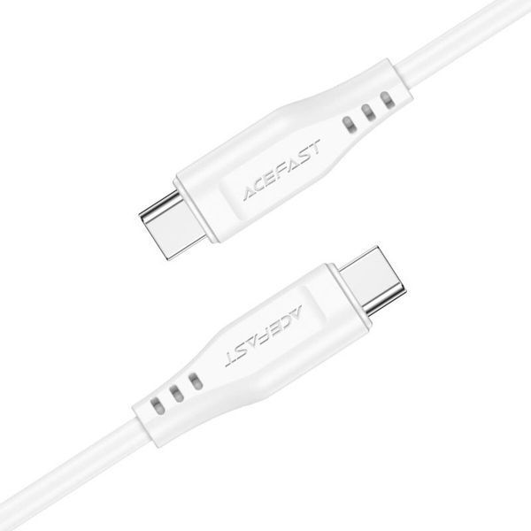 Кабель ACEFAST C3-03 Type-C to Type-C 3A, 60W, 1.2m, TPE, TPE connectors, White (AFC3-03W) 14697 фото