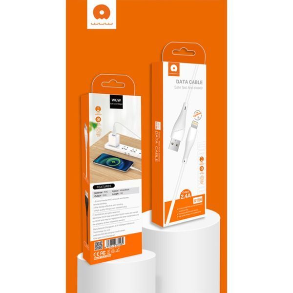 Кабель WUW-X196 USB Lightning 2,4А white (6972573335596) 52539 фото