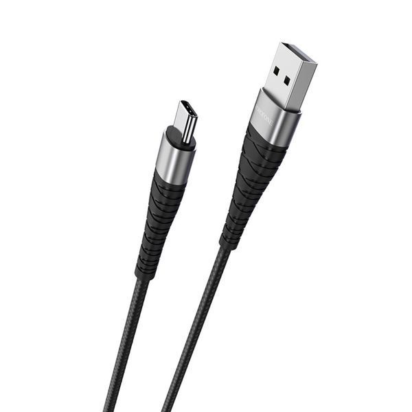 Кабель BOROFONE BX32 USB to Type-C 2.4A, 1m, nylon, aluminum+TPE connectors, Black (BX32CB) 12848 фото