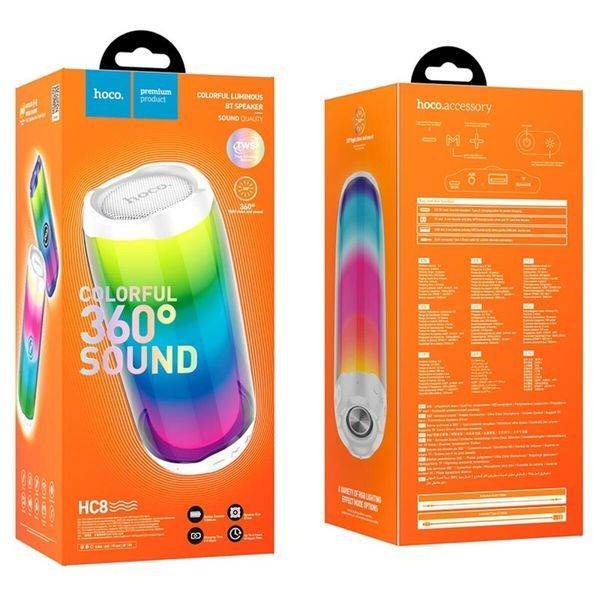 Портативна колонка HOCO HC8 Pulsating colorful luminous wireless speaker White (6931474752864) 51514 фото