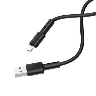 Кабель BOROFONE BX31 USB to iP 2.4A, 1m, silicone, TPE connectors, Black (BX31LB) 12817 фото