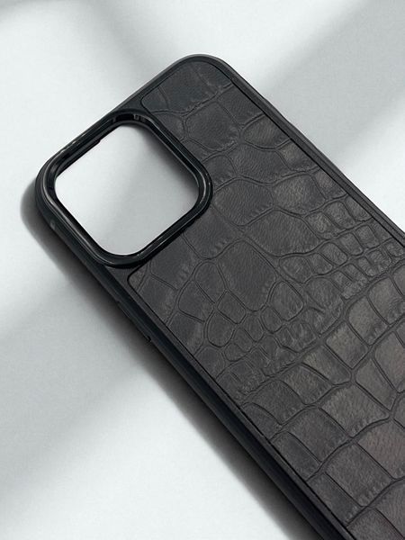 Чохол для iPhone з натуральної італійської шкіри (сірий) SO-010 фото