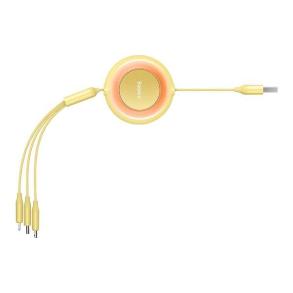 Кабель Baseus Bright Mirror 2 Series Retractable 3-in-1 Fast Charging Data Cable USB to M+L+C 3.5A 1.1m yellow (CAMJ010011) 56876 фото