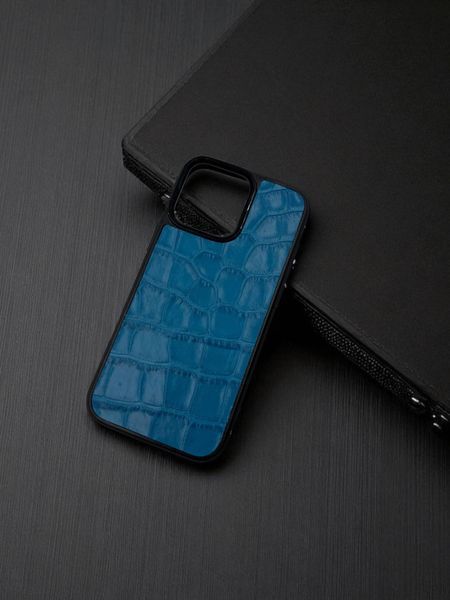 Чохол для iPhone з натуральної італійської шкіри (блакитний) SO-001 фото