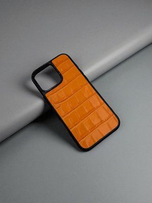 Чохол для iPhone з натуральної італійської шкіри (оранжевий) SO-003 фото