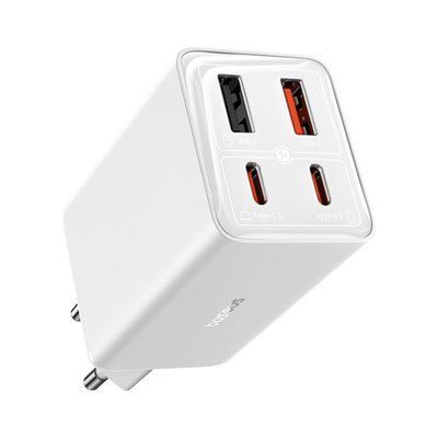 Мережевий зарядний пристрій Baseus GaN6 Pro Fast Charger 2C+2U 65W EU Moon White((With:Mini White Cable Type-C to Type-C 100W(20V/5A) 1m White） (P10162701213-00) 54798 фото