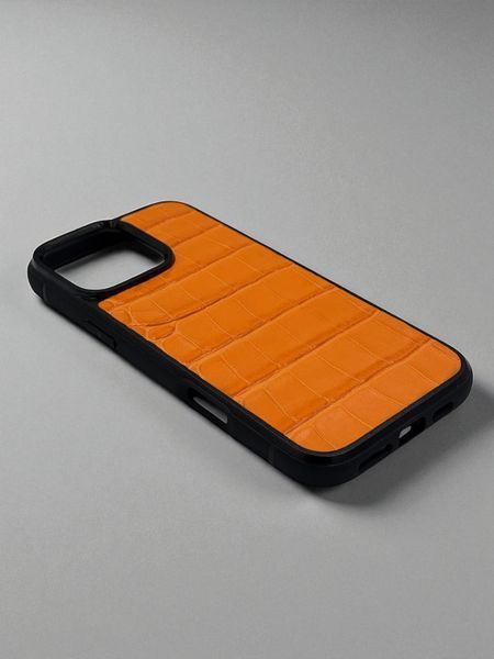 Чохол для iPhone з натуральної італійської шкіри (оранжевий) SO-003 фото