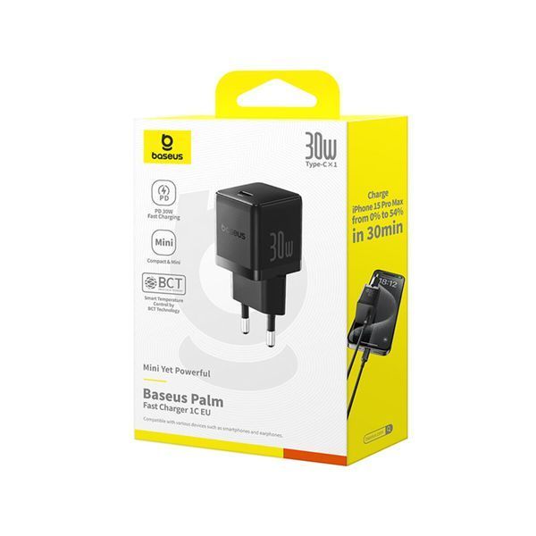 Мережевий зарядний пристрій Baseus Palm Fast Charger 1C 30W EU Cluster Black (P10111605113-00) 56702 фото