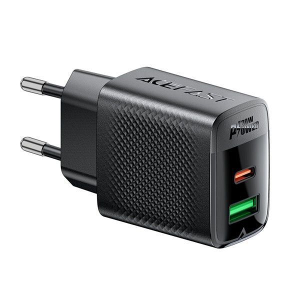 Мережевий зарядний пристрій ACEFAST A98 PD30W GaN (USB-C+USB-A) charger Black (6974316283263) 52321 фото