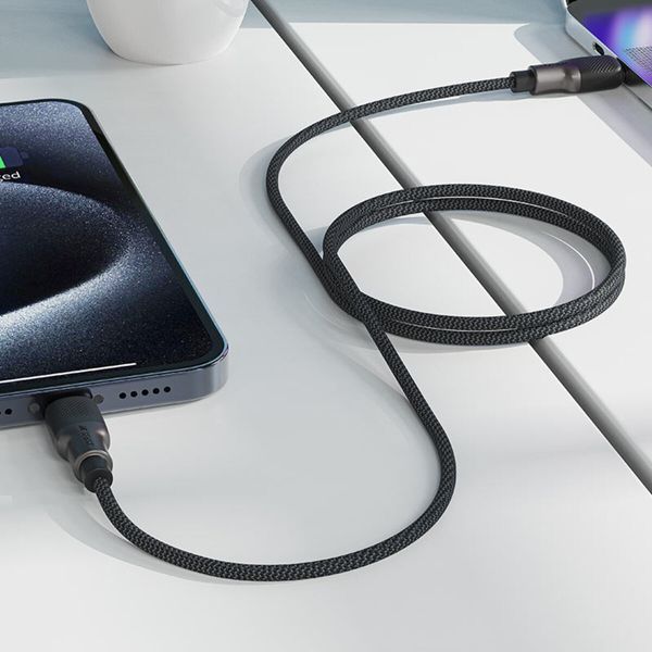 Кабель ACEFAST C10-03 Type-C to Type-C 3A, 60W, 1.2m, silicone, zinc connectors, Black (6974316283119) 55793 фото