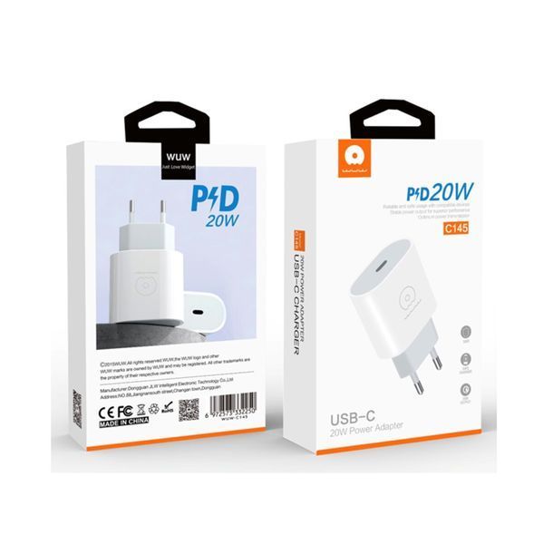 Мережевий зарядний пристрій WUW-C145 white PD 20W (6972573332250) 52571 фото