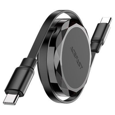 Кабель ACEFAST C13-03 USB-C to USB-C dual retraction charging data cable Black (6974316280132) 52328 фото