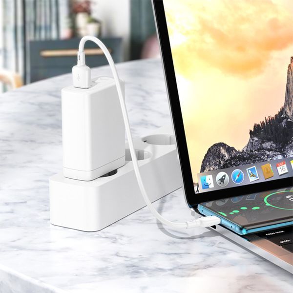 Кабель BOROFONE BX93 Super power 27W charging data cable Type-C(L=0.25M) White (6941991107795) 55611 фото