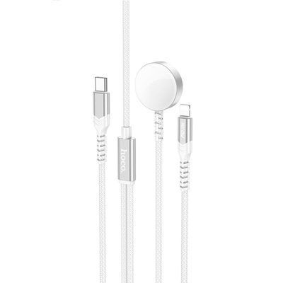 Бездротовий зарядний пристрій HOCO CW54 2-in-1 charging cable iP+iWatch White (6942007611398) 49061 фото