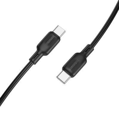Кабель BOROFONE BX113 Lenny 60W silicone charging data cable C to C(L=1M) Black (6941991115455) 55593 фото