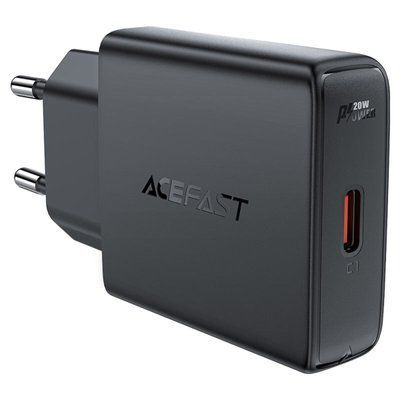 Мережевий зарядний пристрій ACEFAST A65 PD20W GaN single USB-C ultra-thin charger Black (6974316282686) 48511 фото