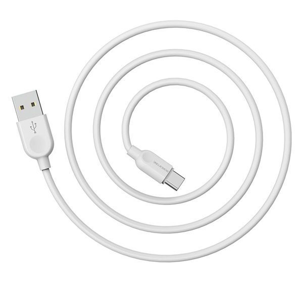 Кабель BOROFONE BX14 USB to Type-C 2.4A, 1m, PVC, TPE connectors, White (BX14C1W) 13236 фото